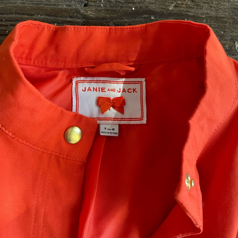 Girls janie and jack orange jacket size 7 to 8 - Picture 2 of 3